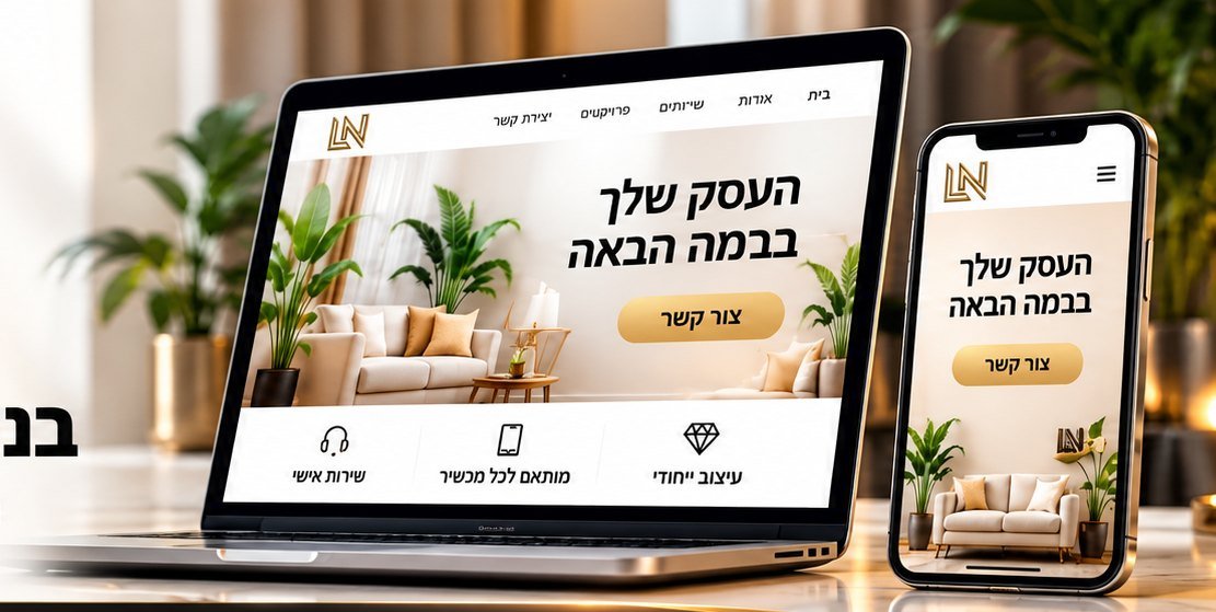 אתר של LN Projects במחשב נייד ובסמארטפון